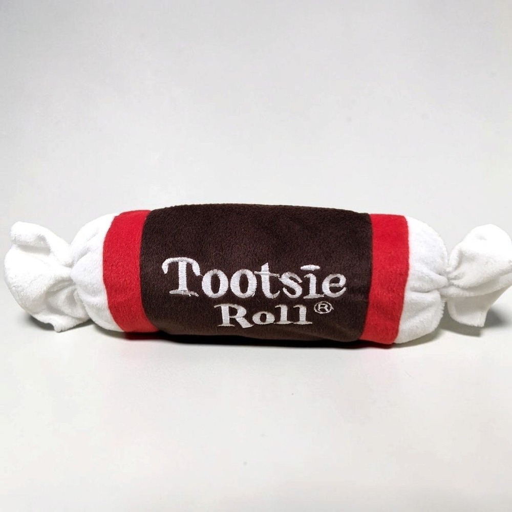 VTG 2004 Tootsie Roll Plush Pillow Good Stuff Candy Stuffed 12in Brown Red White